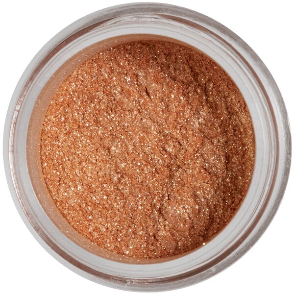 A jar of gold glitter labeled "Roxy & Rich 25 Gram Rose Gold Sparkle Dust"