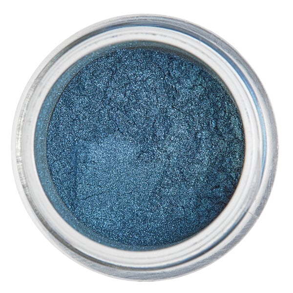 A jar of Roxy & Rich Night Blue Lustre Dust with blue powder inside.