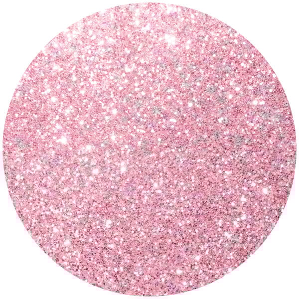 a pink glitter circle with white and silver sparkles