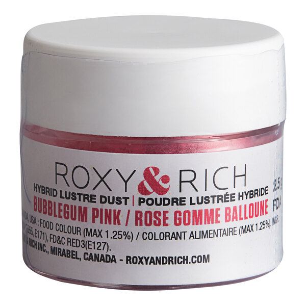 A small container of Roxy & Rich Bubblegum Pink Hybrid Lustre Dust.