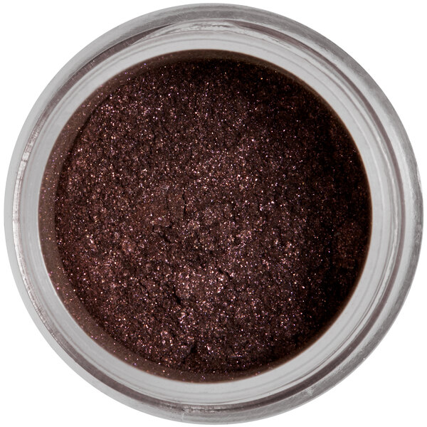 A jar of violet sparkle dust with a white background.