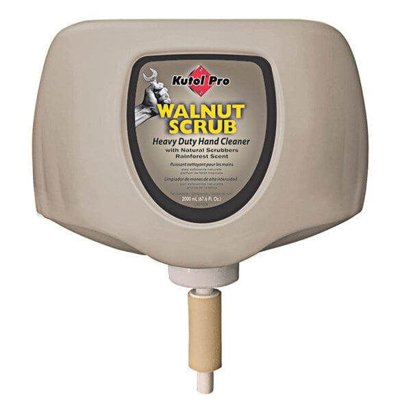 A white Kutol DuraView hand cleaner cartridge with a pump on it.