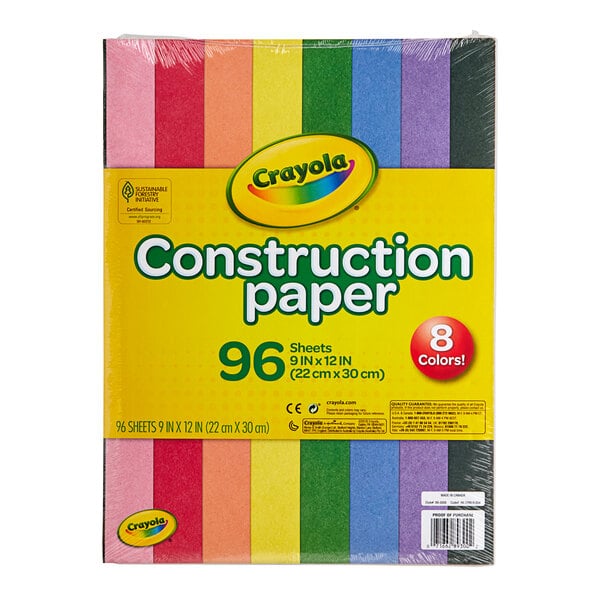 A box of Crayola 8 assorted color construction paper.