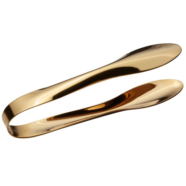 Bon Chef gold stainless steel serving tongs with hollow handles.