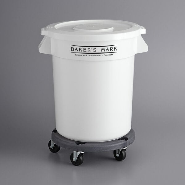 Baker's Mark 20 Gallon / 320 Cup White Round Ingredient Storage Bin with  Purple Allergen-Free Lid