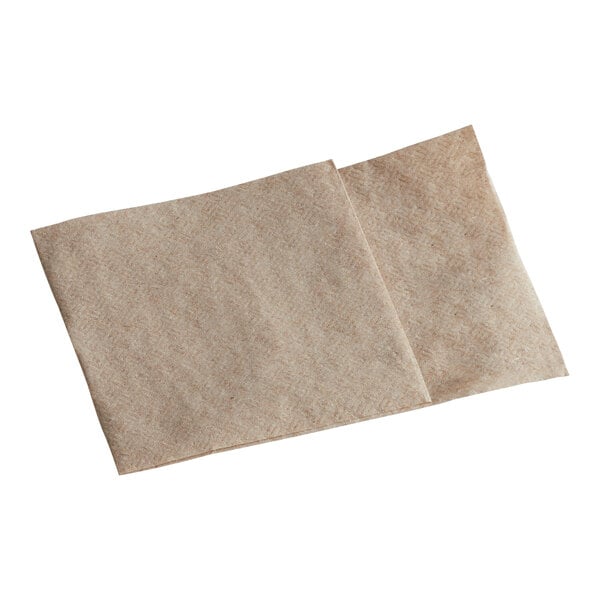 A pair of brown kraft natural junior low-fold dispenser napkins.