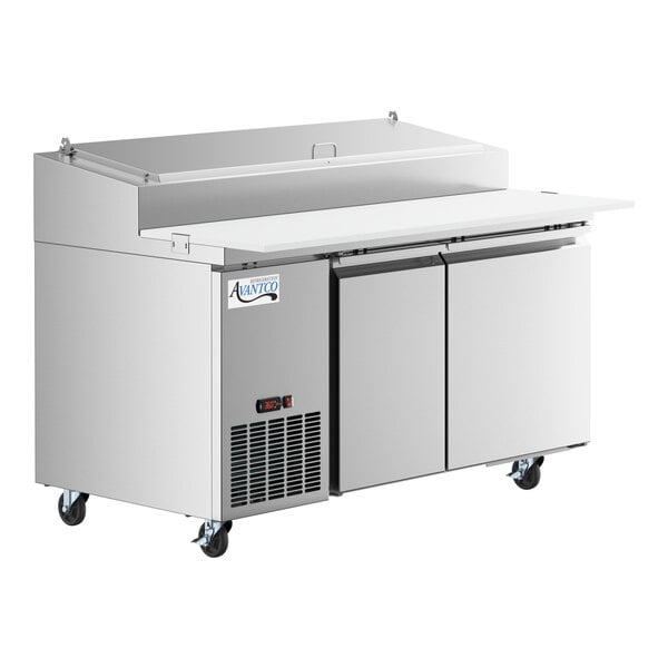 An Avantco stainless steel commercial refrigerator with two doors.
