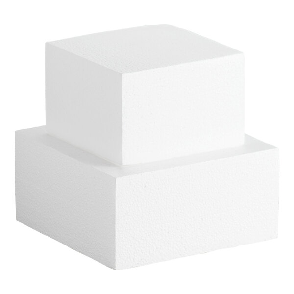 A two-piece square foam cake dummy kit.