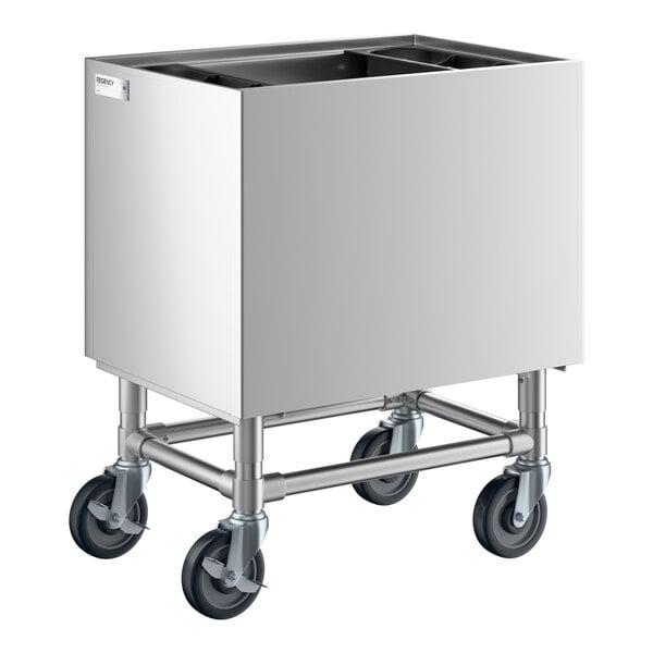 Regency PIB182416 24" x 18" Stainless Steel Portable Ice Bin with Bottle Holders - 100 lb.