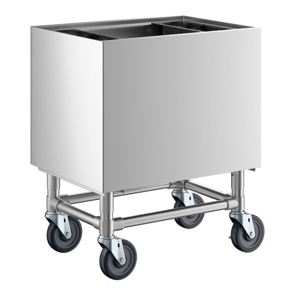 Regency PIB182416 24" x 18" Stainless Steel Portable Ice Bin with Bottle Holders - 100 lb.