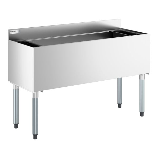 Regency IB184808 18" x 48" Stainless Steel Underbar Ice Bin with Bottle Holders - 161 lb.