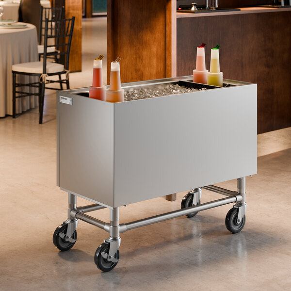 Regency PIB183616 36" x 18" Stainless Steel Portable Ice Bin with Bottle Holders - 155 lb.