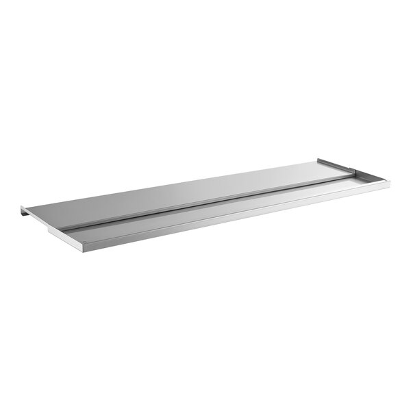 A rectangular, flat, stainless steel sliding lid with raised edges, designed to fit over an underbar ice bin.
