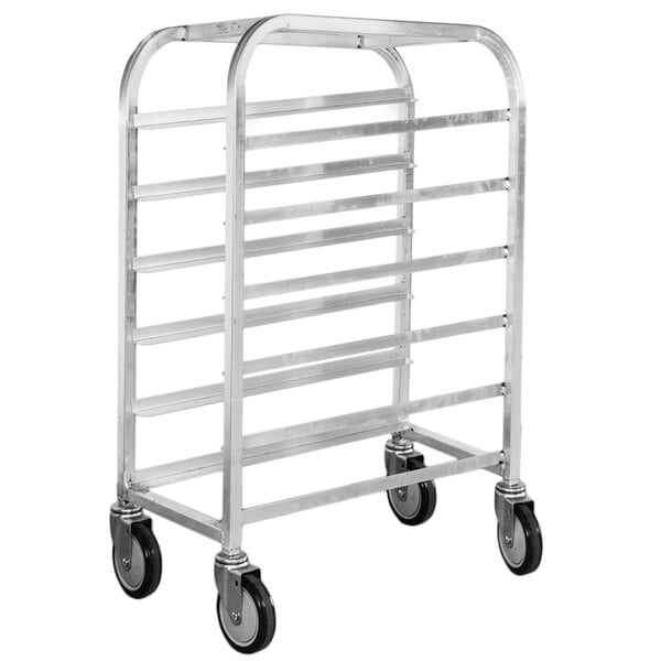 A Winholt aluminum platter cart with black wheels.