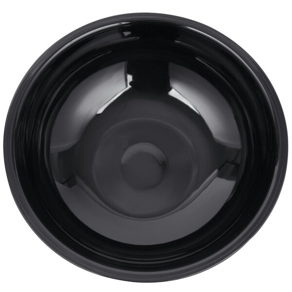 A black Cambro Camwear round ribbed bowl.