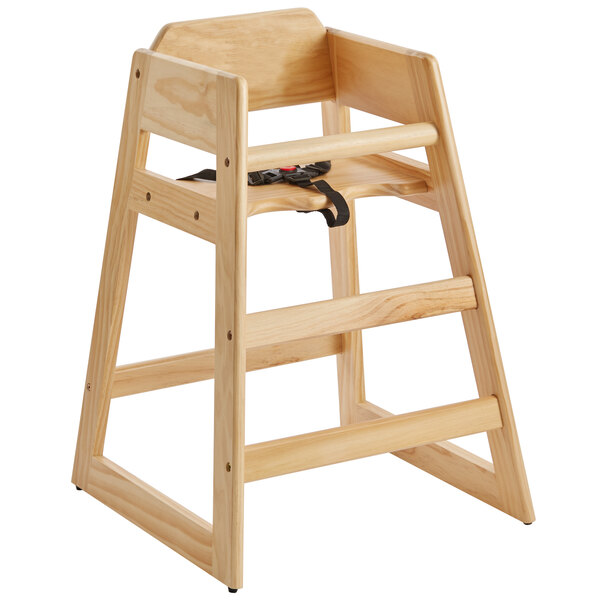 ReadytoAssemble Stacking Restaurant Wood High Chair with Natural Finish