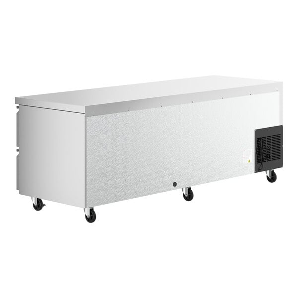 a white rectangular object with wheels