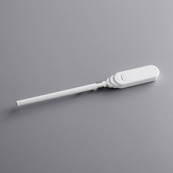 A white Comark 314 digital pocket probe thermometer with a gray handle.