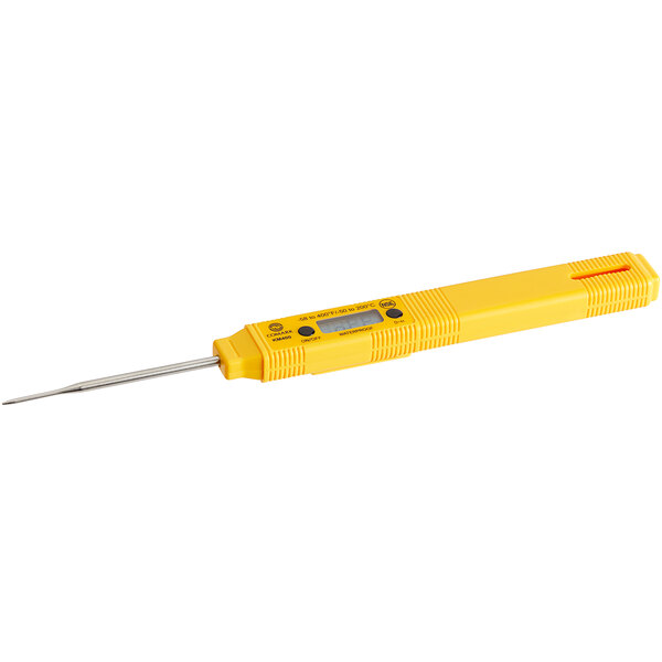 a yellow digital thermometer
