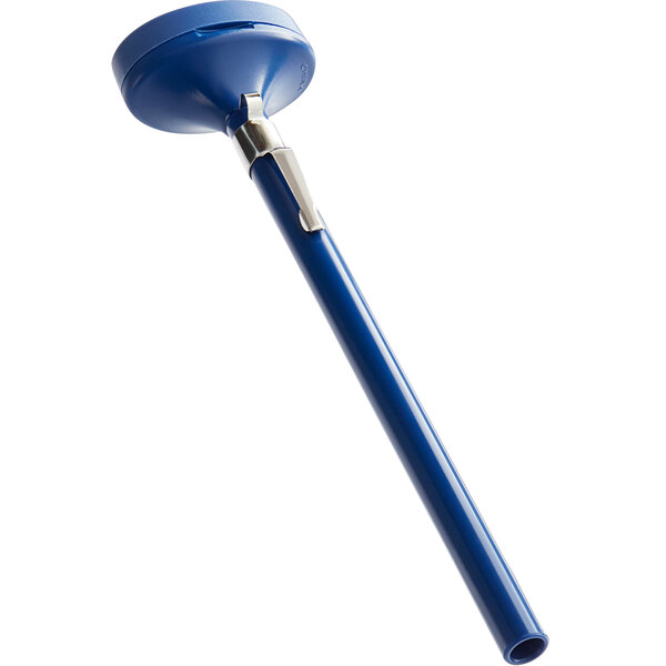 A Comark digital pocket probe thermometer with a blue and silver handle.