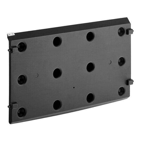 A black rectangular Avantco door panel with holes.