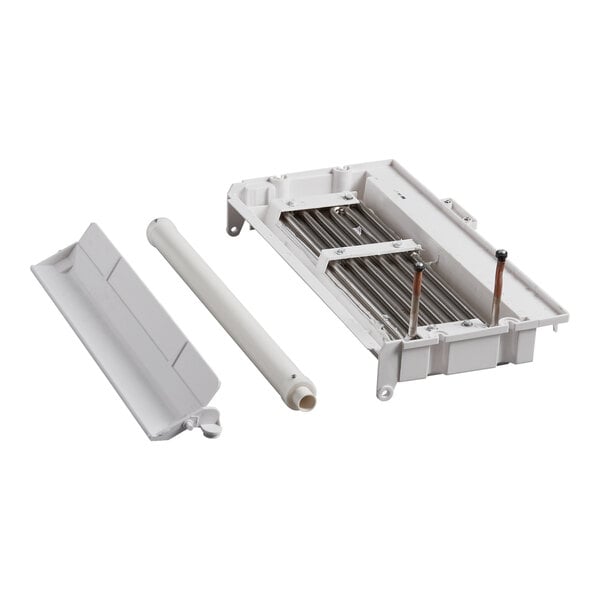 An evaporator coil assembly for an Avantco UC160 full cube ice machine, shown with its components separated.