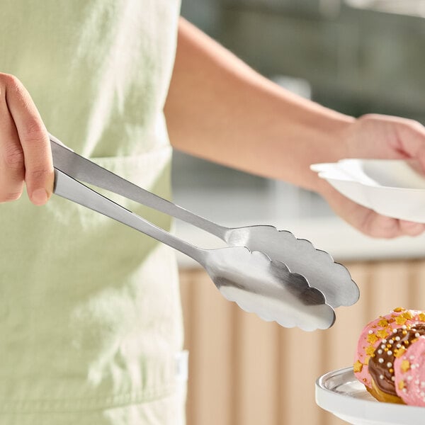 Carlisle 607683 10 1/2" 18/8 Stainless Steel Scalloped Serving Tongs