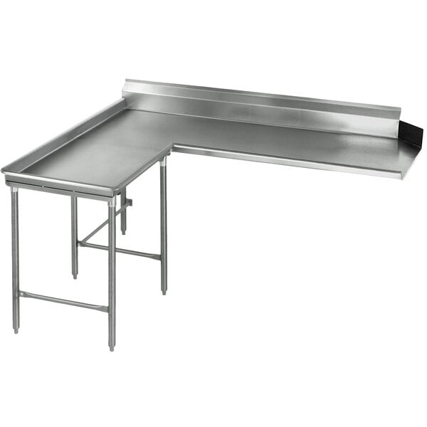 a stainless steel corner table