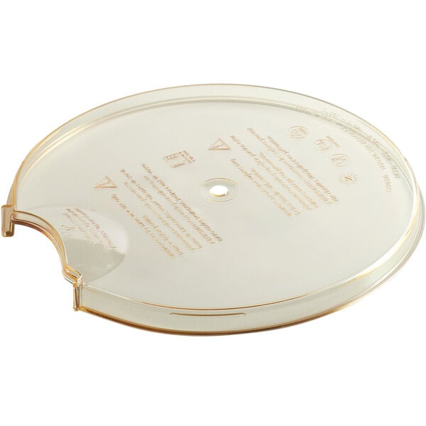 A clear plastic disc with a hole for Cambro measuring cups.