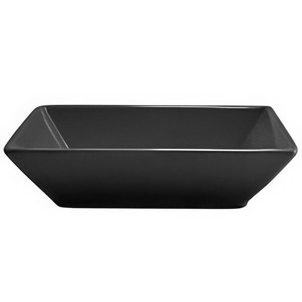 A black rectangular Front of the House Spiral Ink bowl.