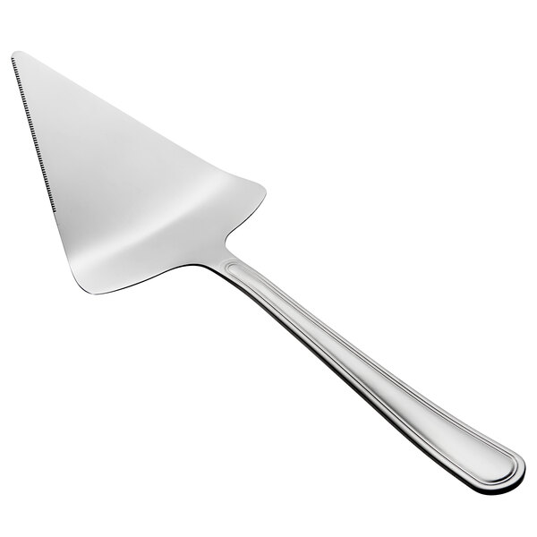 A Carlisle stainless steel pie server with a wide blade and a handle.