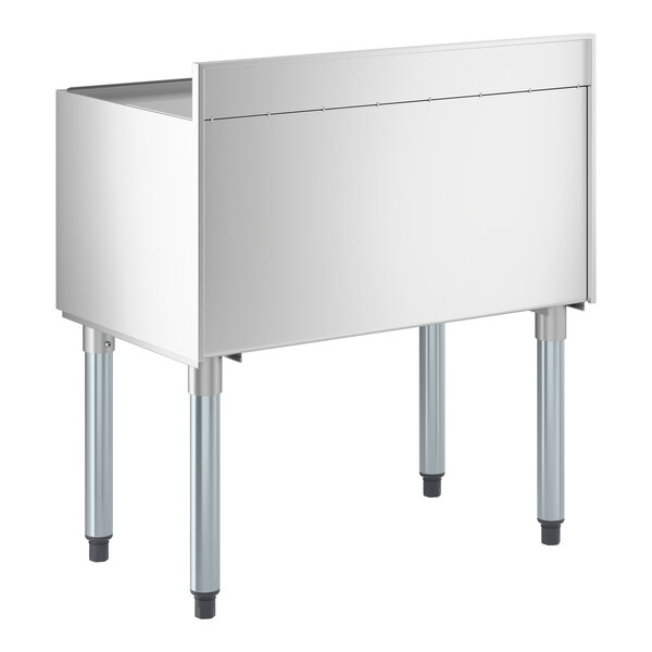 Regency 18" x 30" Stainless Steel Underbar Ice Bin with Bottle Holders and Sliding Lid - 98 lb.