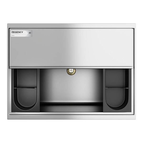 Regency 24" x 18" Stainless Steel Portable Ice Bin with Bottle Holders and Sliding Lid - 100 lb.