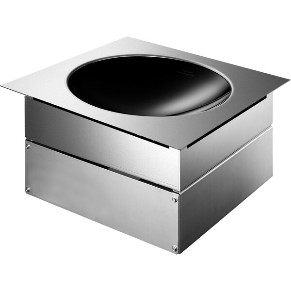 a silver box with a black lid