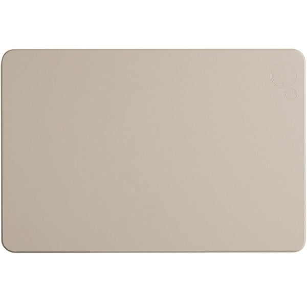 A brown rectangular cutting board with a white border.