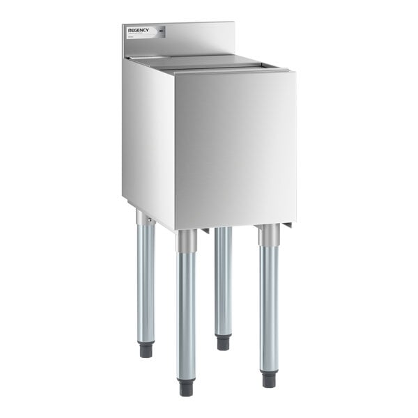 Regency 18" x 12" Stainless Steel Underbar Ice Bin with Bottle Holders and Sliding Lid - 35 lb.