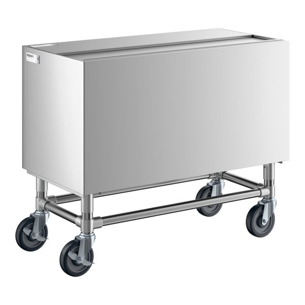 Regency 36" x 18" Stainless Steel Portable Ice Bin with Bottle Holders and Sliding Lid - 155 lb.