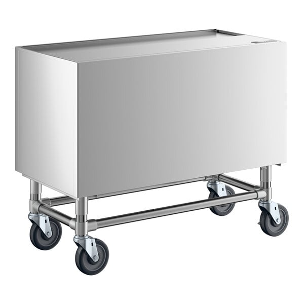 Regency 36" x 18" Stainless Steel Portable Ice Bin with Bottle Holders and Sliding Lid - 155 lb.