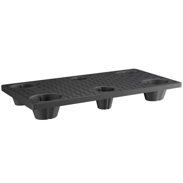 A black rectangular Lavex plastic tray with holes.