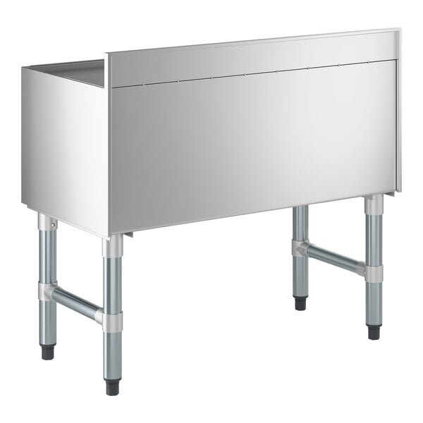 Regency 18" x 36" Stainless Steel Underbar Ice Bin with Bottle Holders and Sliding Lid - 119 lb.