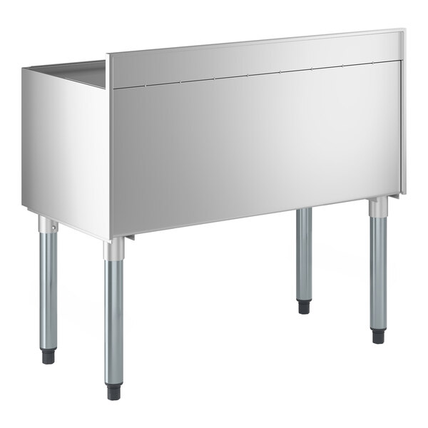 Regency 18" x 36" Stainless Steel Underbar Ice Bin with Bottle Holders and Sliding Lid - 119 lb.