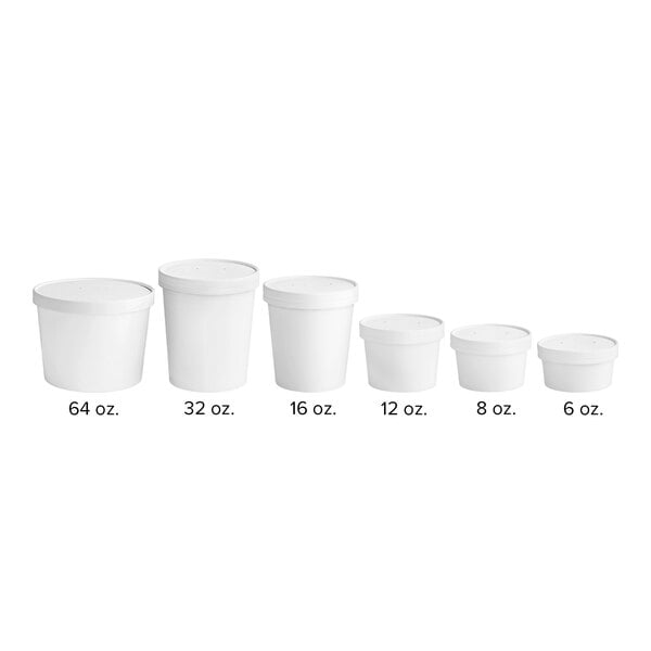 Choice 8 oz. White Double Poly-Coated Paper Food Cup with Vented Paper Lid  - 250/Case