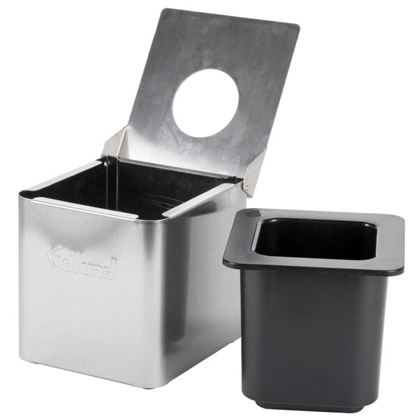 a black plastic container with a square top