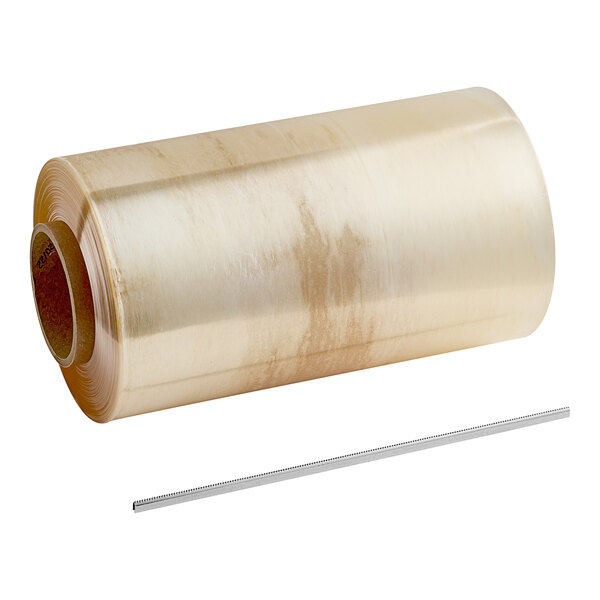 A roll of Berry clear plastic wrap with a metal serrated cutter.