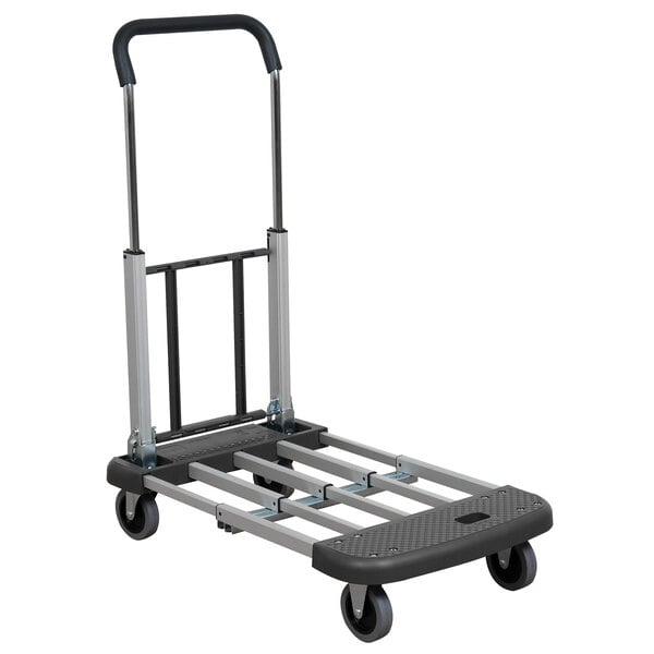 A Wesco aluminum telefolding platform truck with a handle.