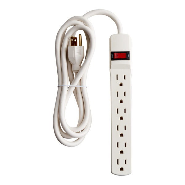 Voltec 11-00223 6' White 6-Outlet Power Strip - 1875W