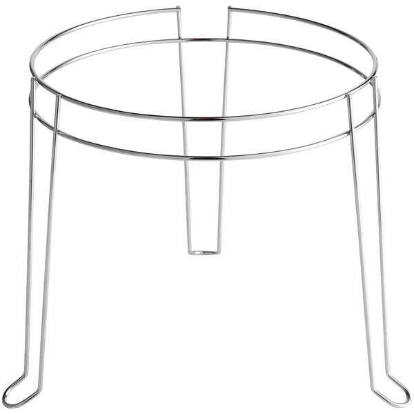 A round metal stand with legs for a Choice 10" Coarse China Cap Strainer.