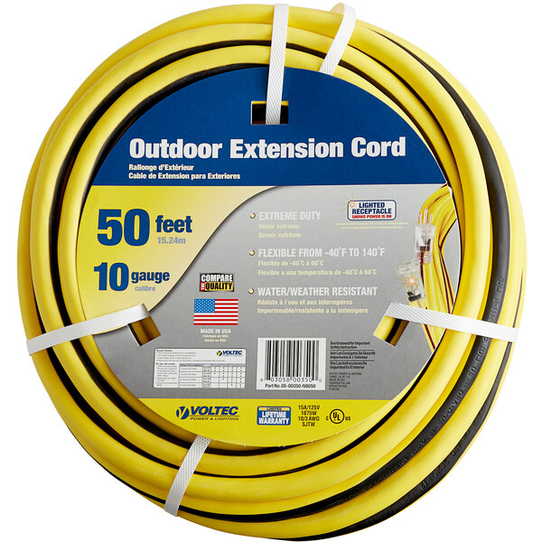 Voltec 05 00350 50 Yellow Black 10 3 3 Conductor Sjtw Extension Cord 300v