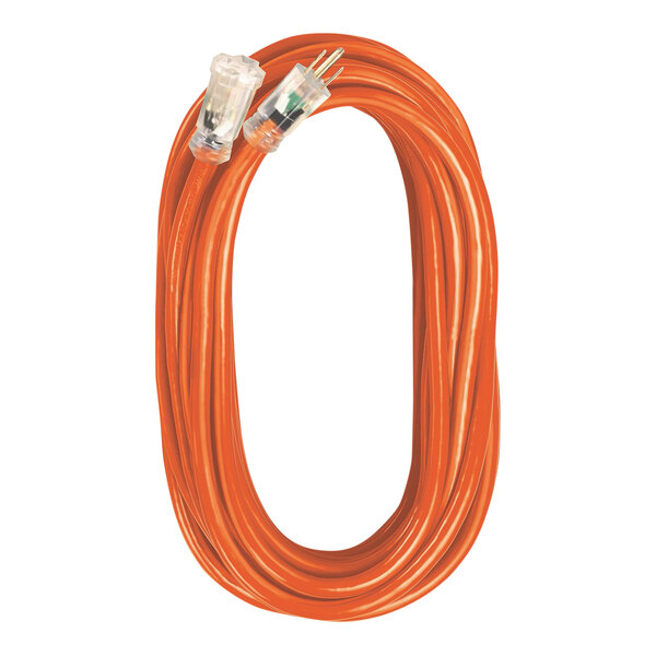 An orange Voltec 3-conductor extension cord with plugs on both ends.