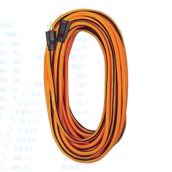 An orange and black Voltec 16/3 3-conductor extension cord.